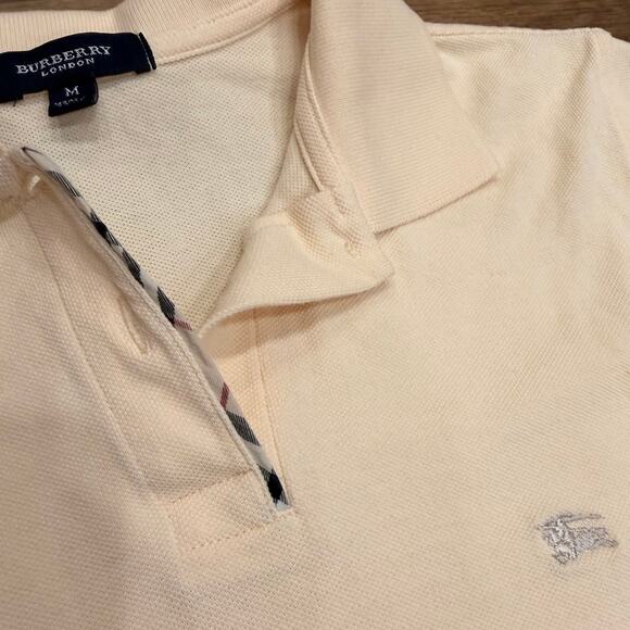 Burberry London Cotton Pique Polo T-Shirt in Cream size Medium - Picture 3 of 9